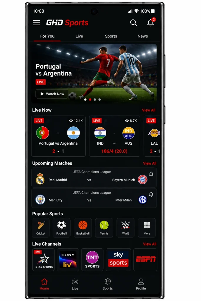 GHD Sport Live Dashboard